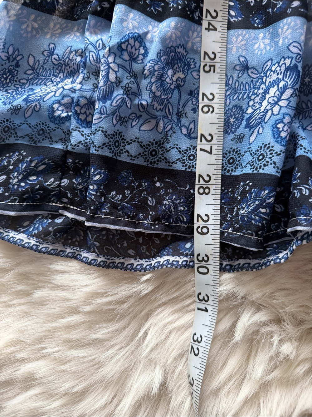 Japna Blue and White Long Sleeve Floral Wrap Dress - Picture 10 of 10